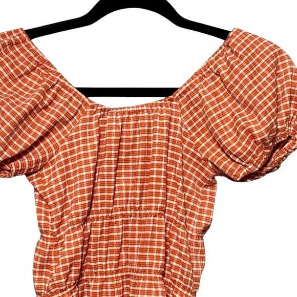 Madewell Omaha Plaid Square Neck Puffed Sleeve Peasant Style Blouse Size XXS - Picture 9 of 12